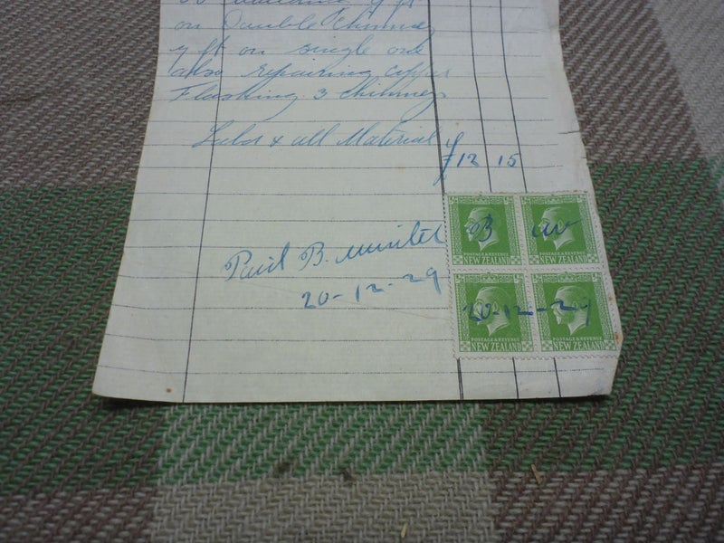 Old NZ Stamped Receipt Document 1929 New Zealand Carousel 4