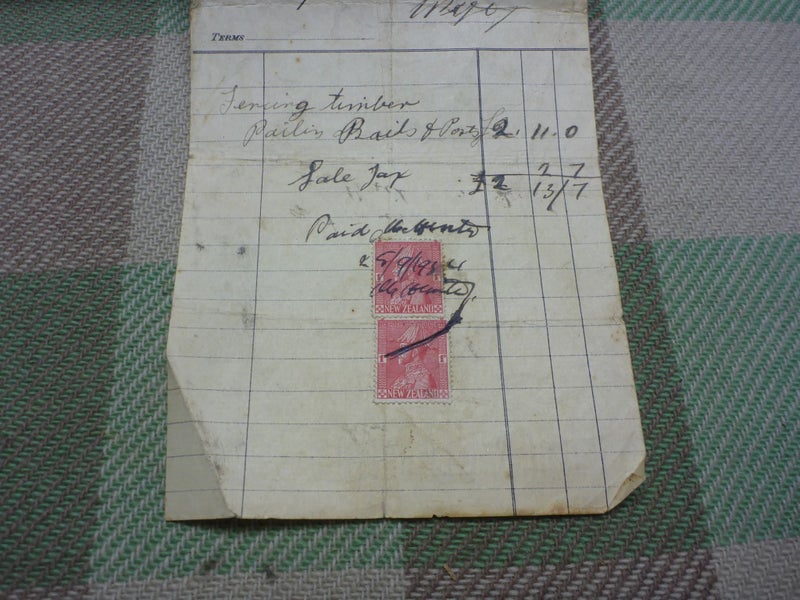 Old NZ Stamped Receipt Document 1934 New Zealand Carousel 3