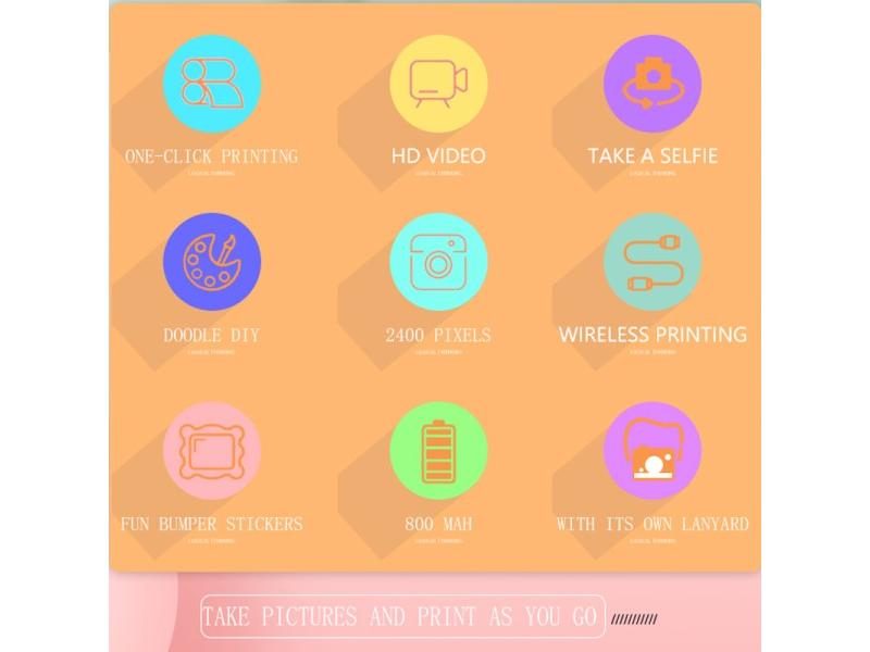 2.4 Inch IPS Screen Full HD Instant Print Digital Camera For Kids With Lanyard Carousel 1