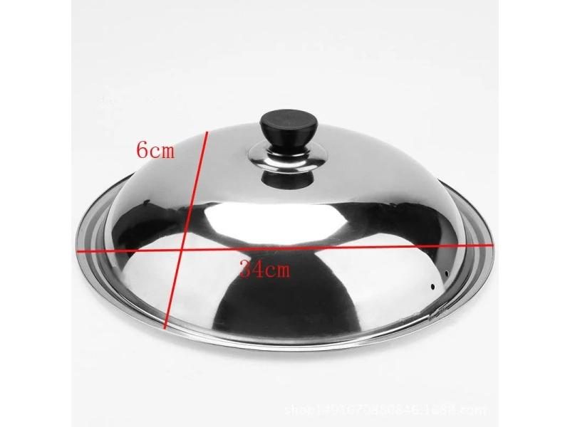 Cooking Wok Pan Lid Stainless Steel Universal Pan Cover Visible Replaced Lid Carousel 1
