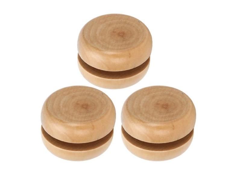 3Pcs Wooden Color Mini Round DIY Baby Yo-Yo Ball Hand-Made Log Toys For Kids Carousel 1
