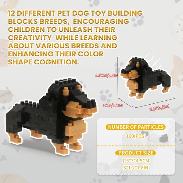 BOROLA Pet Dog Building Blocks Set Educational Toy Realistic Fun Animal Assembly Carousel 2