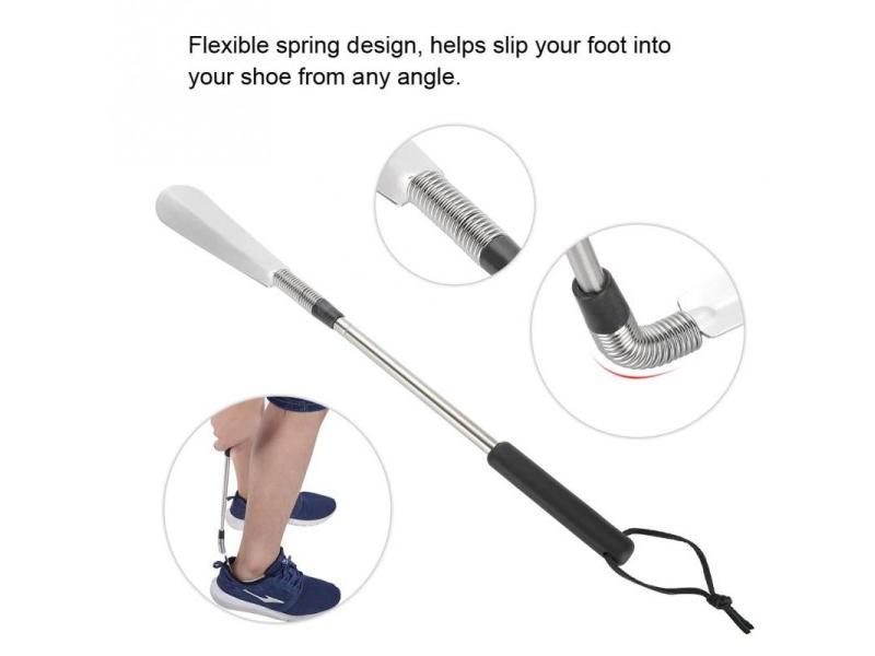 Stainless Steel Portable Telescopic Shoe Horn Long Handled Elderly Shoe Carousel 1