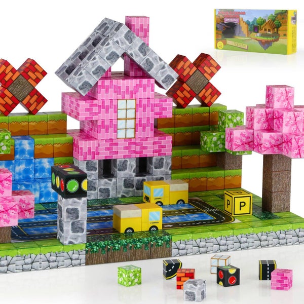 QCCX Magnetic Blocks 100PCS STEM Building Toys for Kids Ages 3 Sensory Monte Carousel 1
