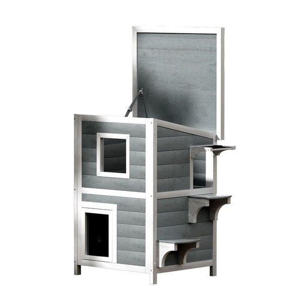 I.pet Cat House Wooden Outdoor Shelter Rabbit Hutch Condo Small Dog Roof House Carousel 1