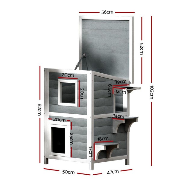 I.pet Cat House Wooden Outdoor Shelter Rabbit Hutch Condo Small Dog Roof House Carousel 2