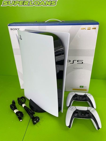 ** PS5 DISC CONSOLE + TWIN CONTROLLER + CABLES + ORIGINAL BOX ** Carousel 1