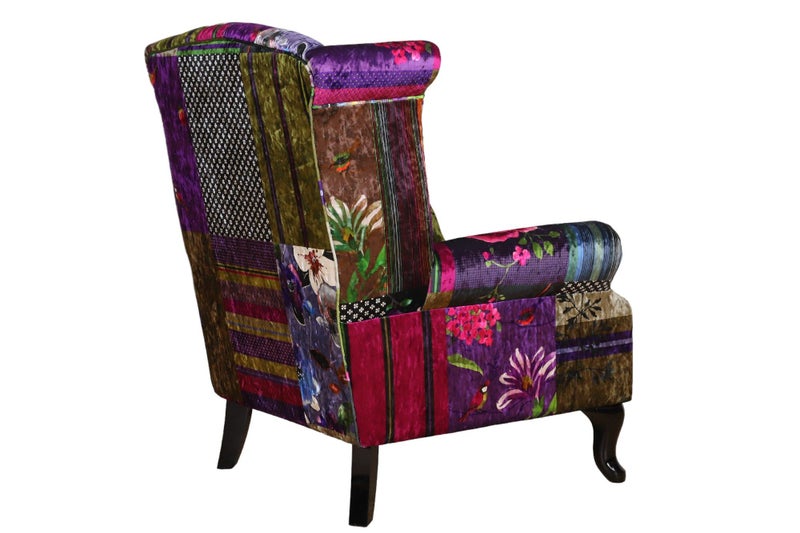 TNC Large Patchwork Wing Chair, 2199-88C Carousel 2