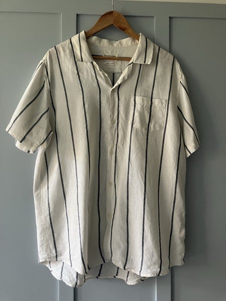 Linen Ticking Stripe Shirt { Extra Large } Carousel 2