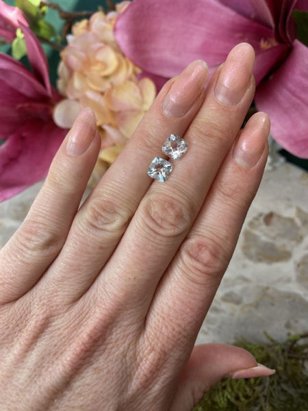 $1 RES ~ $1500 Buy Now * 2.49ct Aquamarine Pair Cushion Cut62864731466499112