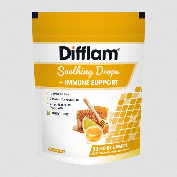 Difflam Soothing Drops + Immune Support - Honey & Lemon 20s Carousel 1