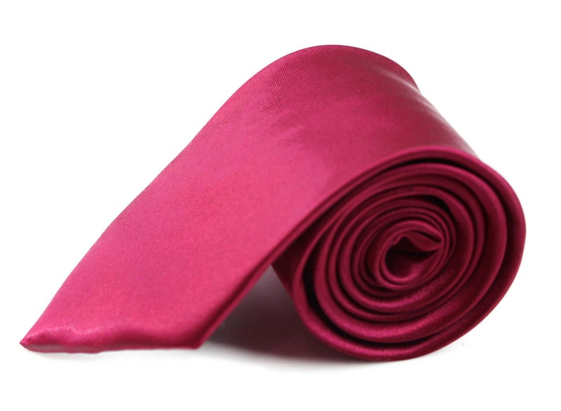 Mens Red Wine 8cm Plain Neck Tie Carousel 1