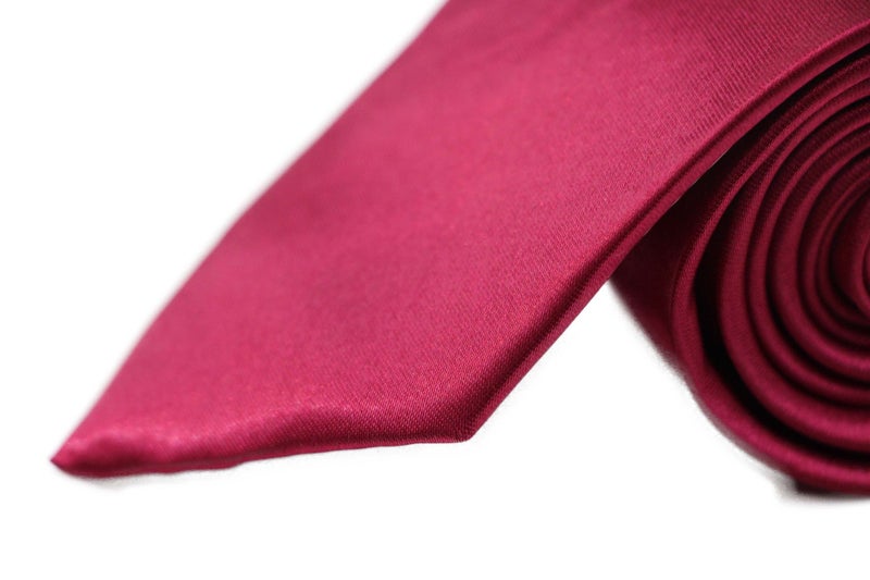 Mens Red Wine 8cm Plain Neck Tie Carousel 2
