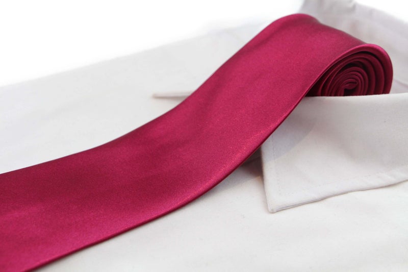 Mens Red Wine 8cm Plain Neck Tie Carousel 3