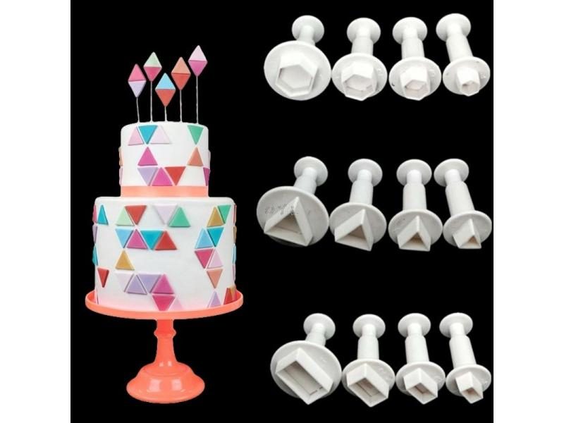 4 Pcs Hexagon Triangle Rectangle Plastic Cake Mold Chocolate Cookie Cutter Carousel 1