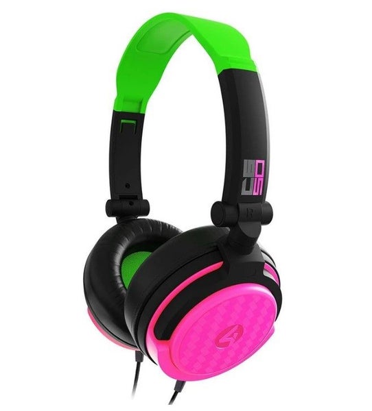 4Gamers C6-50 Wired Gaming Headset (Neon Green & Pink) Carousel 1