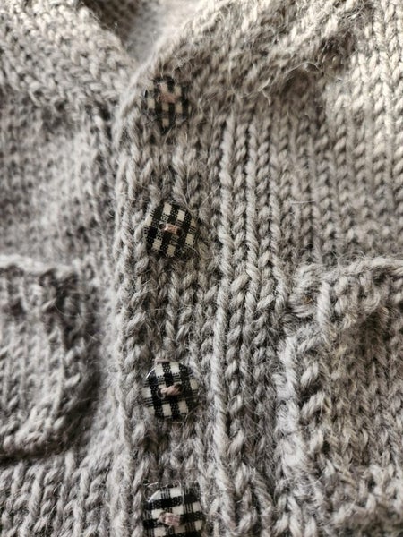 0-3 months Handknitted Woollen Grey Jumper with Check Buttons62854321090305112