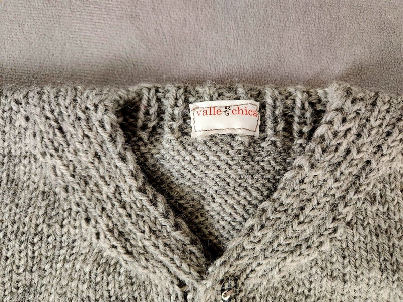 0-3 months Handknitted Woollen Grey Jumper with Check Buttons62854321090305111
