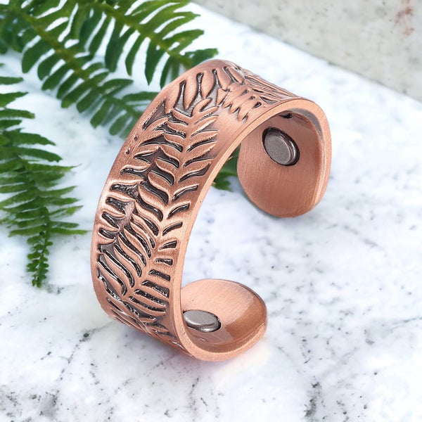 Copper Ring 100% solid Copper 4 Magnets NZ Fern Carousel 1