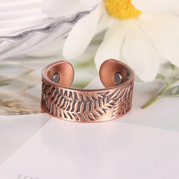 Copper Ring 100% solid Copper 4 Magnets NZ Fern Carousel 10