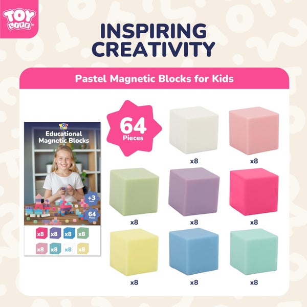 TOY Life 64 Pcs Magnetic Blocks for Kids Ages 35 Magnet Building Blocks for To Carousel 3