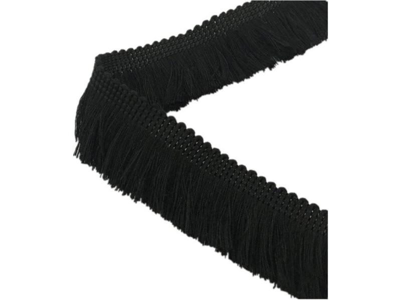 Sewing Tape 25mm Wide 5 Yards Cotton Fringe Tassel Trim Black Carousel 1