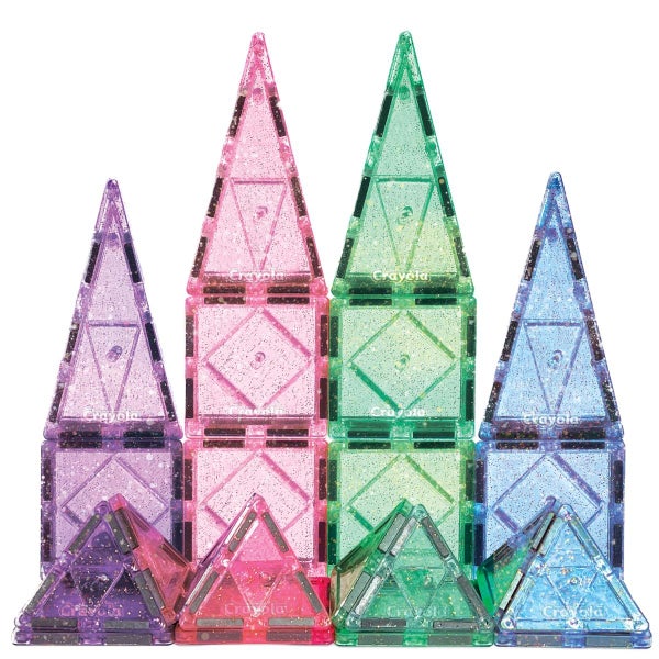 CreateOn Crayola Glitter Magnetic Tiles Building Set for Kids Magnetic Tiles Carousel 3