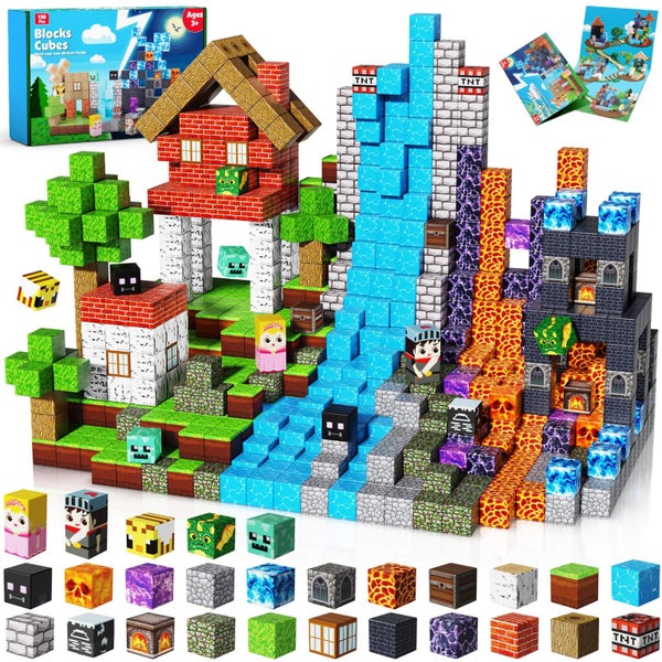 Magnetic Building Blocks 150PCS Magnet Block Cubes Dark Hell Forest Castle ST Carousel 1