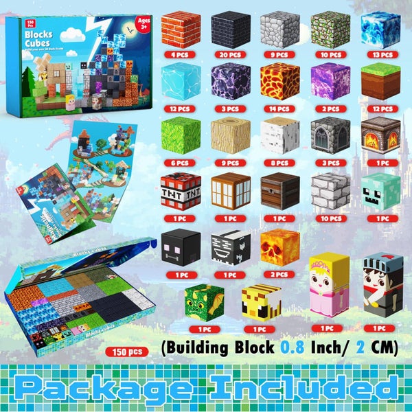 Magnetic Building Blocks 150PCS Magnet Block Cubes Dark Hell Forest Castle ST Carousel 2