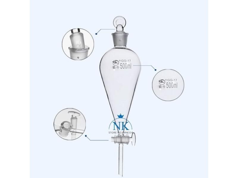 1Pcs 60ml-1000ml Pear-shaped Separating Funnel Scale Line Pear-shaped Carousel 1
