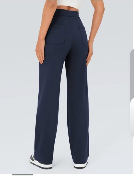 HALARA High Waisted Button Multiple Pockets Straight Leg Pants Black/XL BNWT62866850302081112