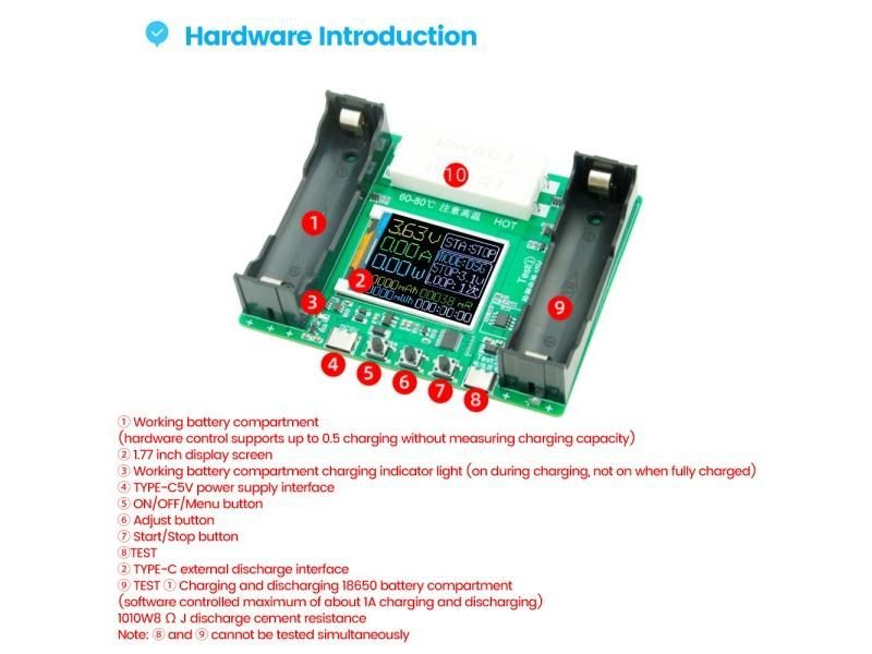 Type-C LCD Display Battery Capacity Tester MAh MWh Lithium Battery Digital Carousel 1