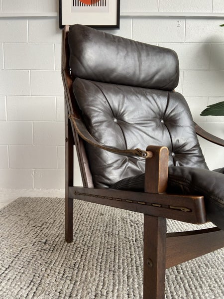 — Mid Century Torbjørn Afdal Leather Safari Chair by BACKHOUSE—62854315396993112