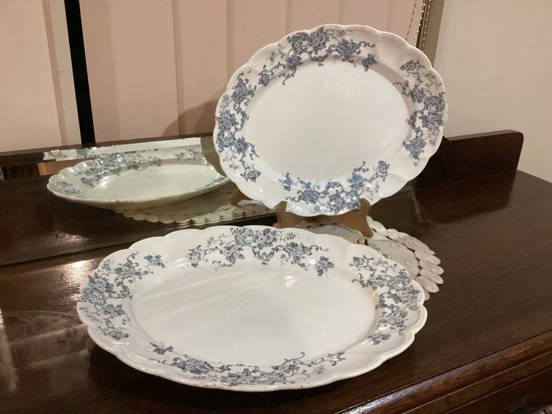 Antique Victorian Transferware serving platter x 2 Carousel 1