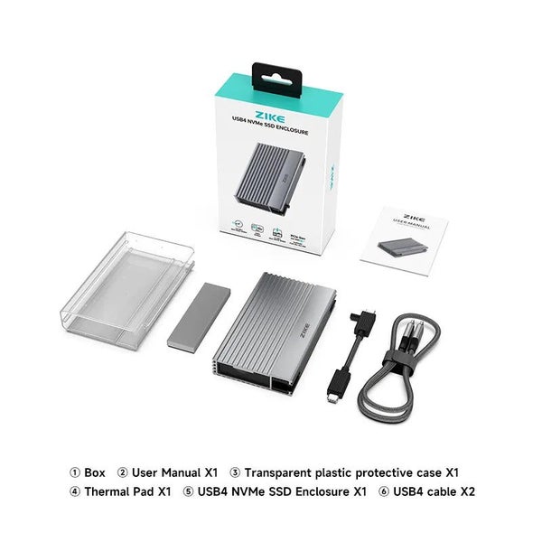 ZikeDrive Z666 USB4 40Gbps NVMe M.2 SSD Enclosure62864728971137114