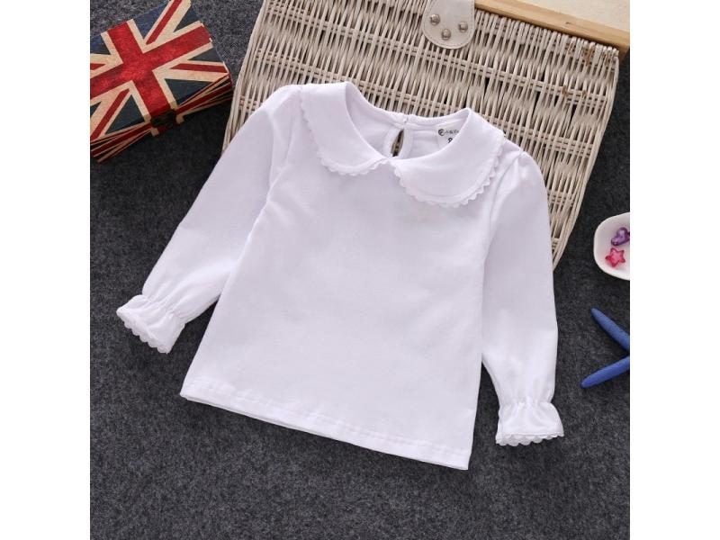 White Lace Long Sleeve Pullover Shirt For Newborn Baby Girls Spring/fall Carousel 1