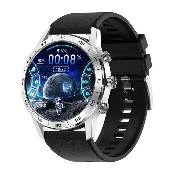 Parallel Smart Dual Display Analog Digital Call Watch Silver Silicone Carousel 1