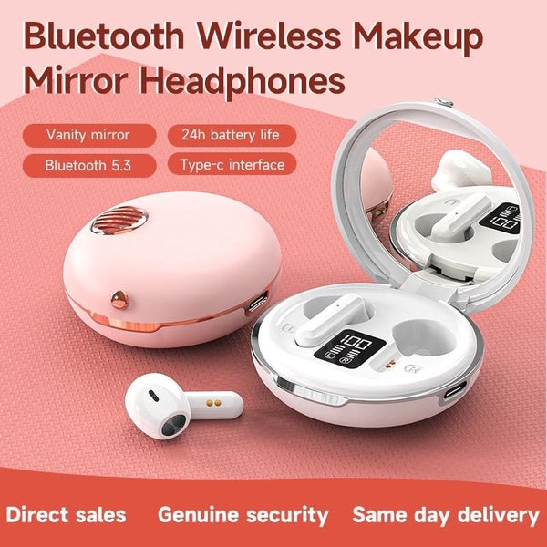 Parallel Wireless Hifi Stereo Earphones With Charging Case And Make Up Mirror Pi Carousel 2