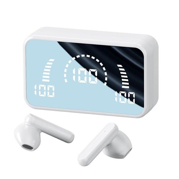 Parallel Wireless Bluetooth Earphones With Charging Case V9 Mirror Noodle White Carousel 1