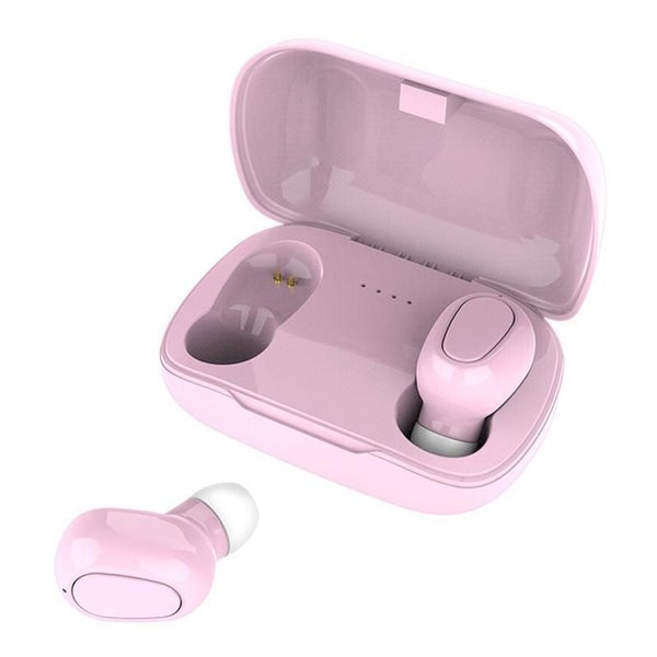 Parallel Wireless Bluetooth Earphones With 9D Sound And Charging Box Pink Carousel 1