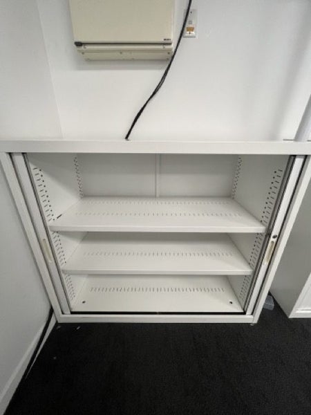 White Tambour Office Shelving Two Units 105cmx150cmx50cm62863858991619111