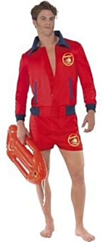 Mens Baywatch Lifeguard Costume Adults 80s 90s TV Fancy Dress Stag Party Medium Carousel 1