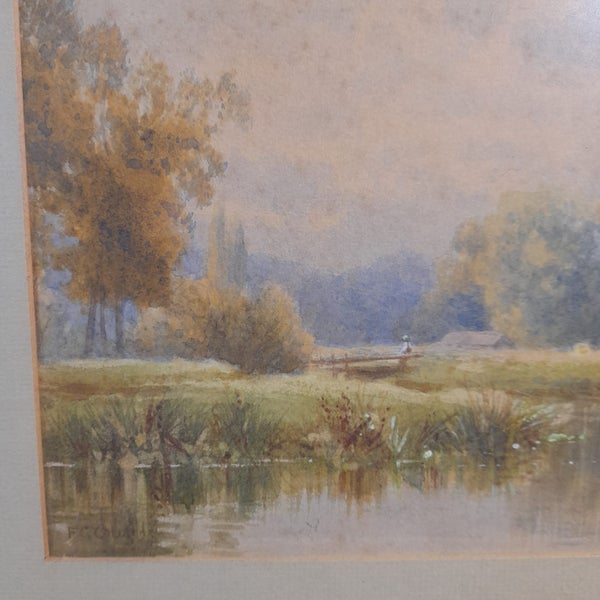 Vintage English riverboats watercolour, 188762863242415490112