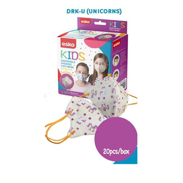 Kids Safety Masks 3ply Pack of 20 Unicorns - EXPIRED Carousel 1
