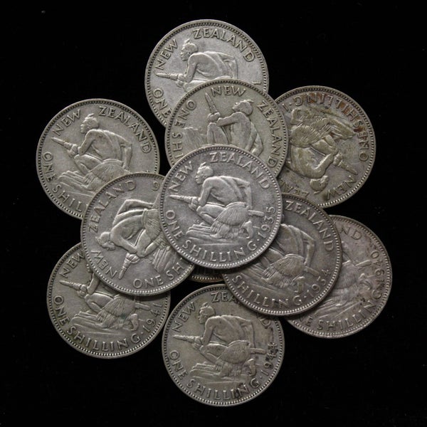 NZ SILVER SHILLINGS 1 OZ SILVER! $1 RESERVE! Carousel 1