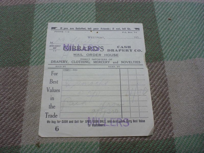 Awesome Old NZ Receipt Document 1930s Gibbards Westport New Zealand Carousel 1