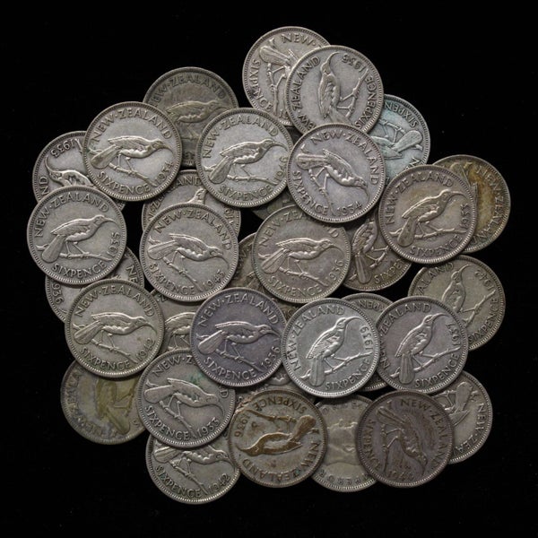 NZ SILVER SIXPENCE 1.5 OZ OF SILVER $1 RESERVE! Carousel 1