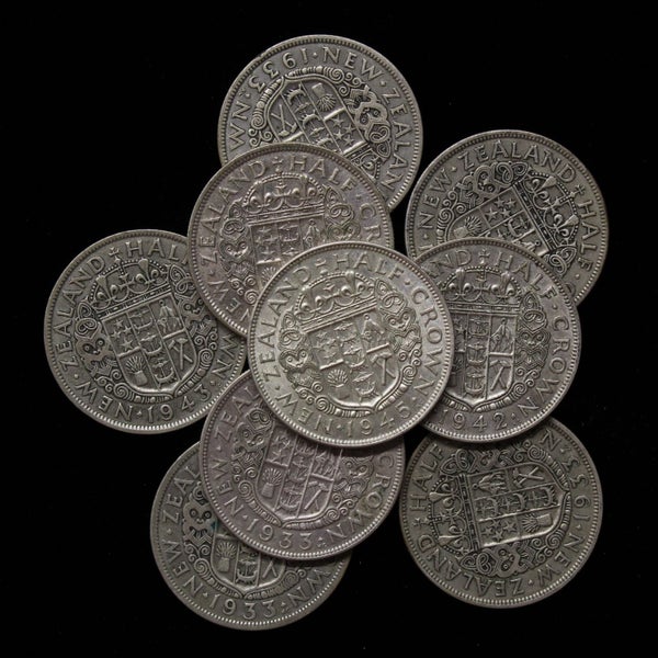 NZ SILVER HALFCROWN 2 OZ OF SILVER! $1 RESERVE! Carousel 1