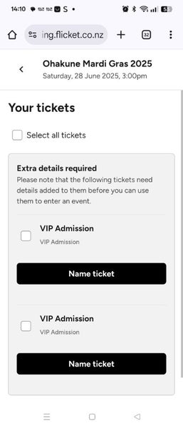 2 x VIP Mardi Gras tickets ohakune Carousel 1