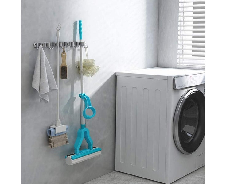 Wall-Mounted Broom Holder - Stainless Steel Broom Holder, Storage Hanger Hold Carousel 2